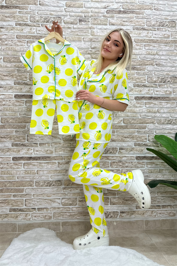 Unisex Çocuk Limonlu Pijama Takımı
