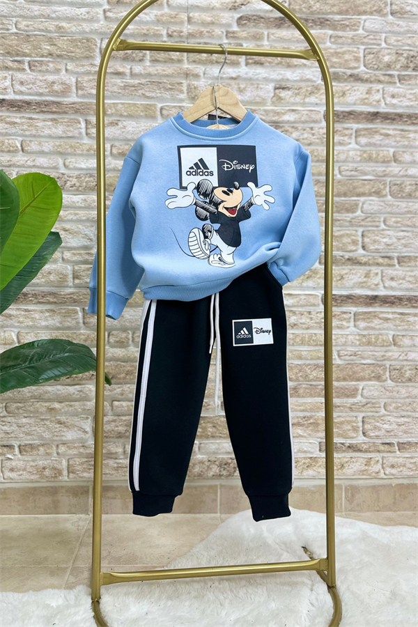 Unisex Çocuk Şardonlu Adids Mavi Siyah Takım