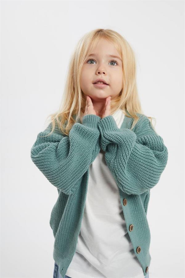 Unisex Çocuk Yeşil Triko Hırka