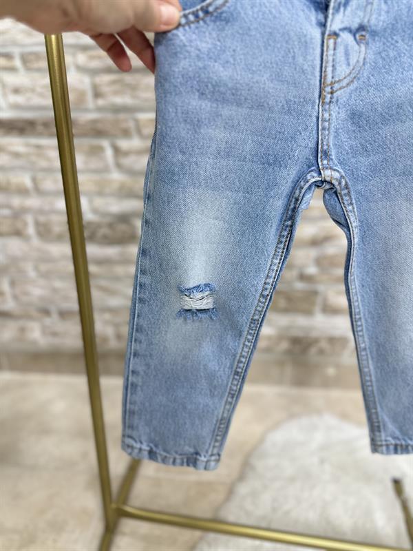 Unisex Çocuk Yırtık Detaylı Jean Pantolon