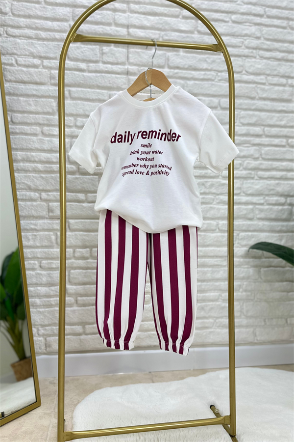 Unisex Daily Reminder Baskı Çizgili Takim