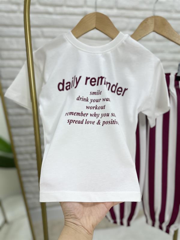 Unisex Daily Reminder Baskı Çizgili Takim