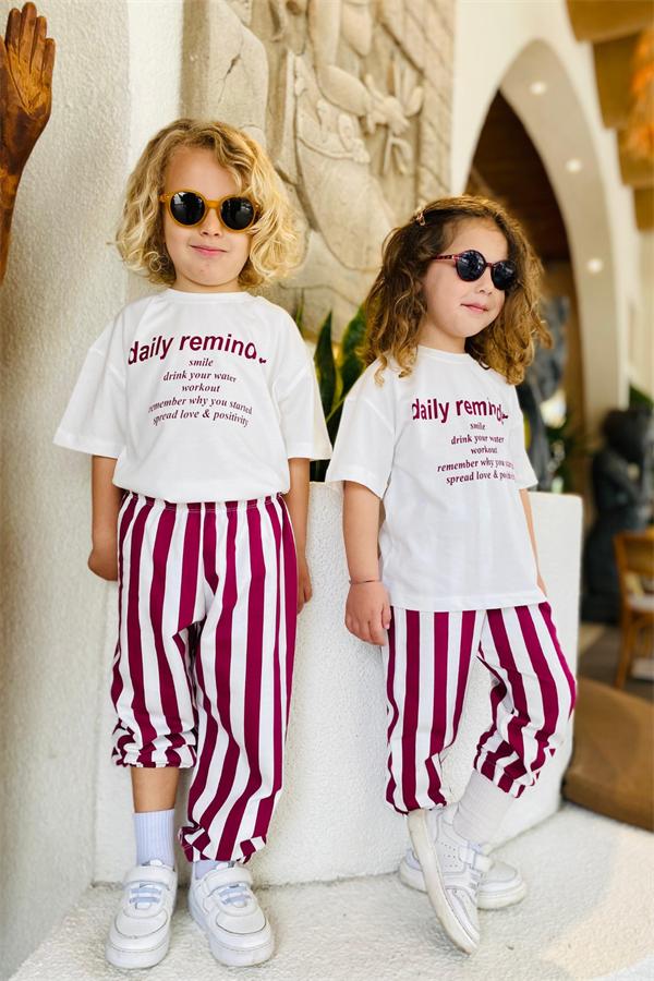 Unisex Daily Reminder Baskı Çizgili Takim