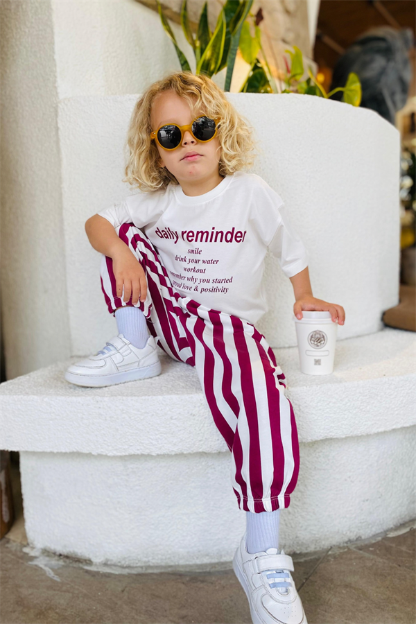 Unisex Daily Reminder Baskı Çizgili Takim