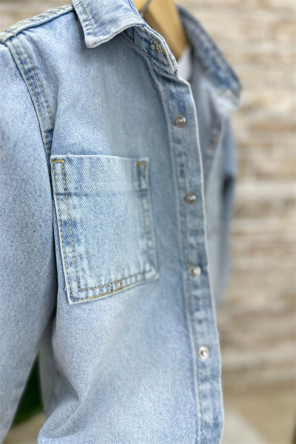 Unisex Çocuk Denim Kot Ceket  & Gömlek