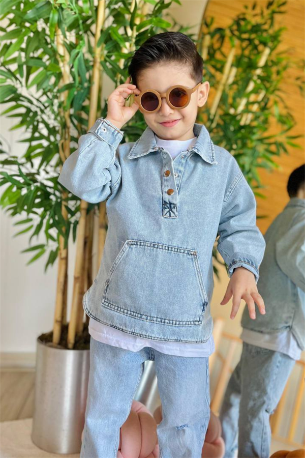 Unisex Denim Mavi Sweat