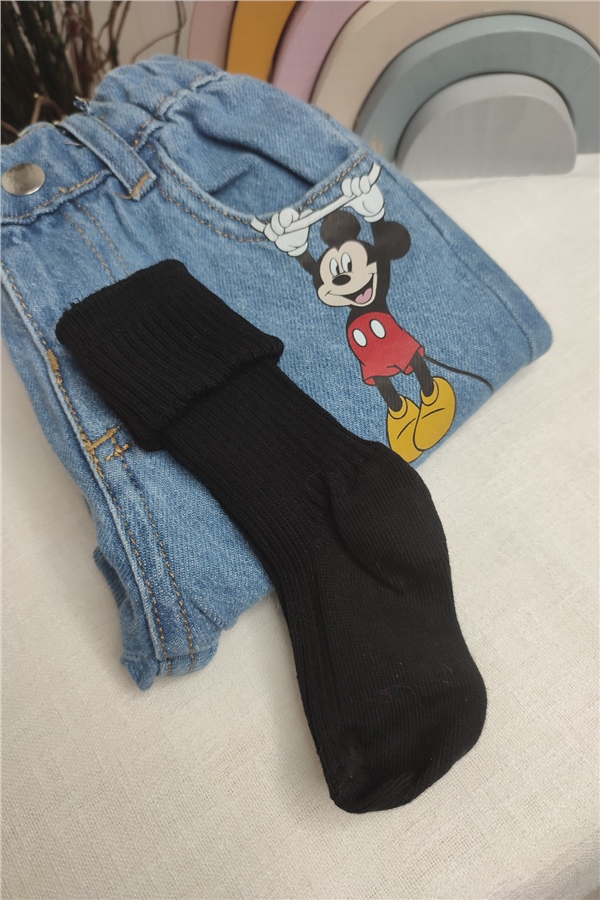 Unisex Düz Siyah Diz Altı Çorap