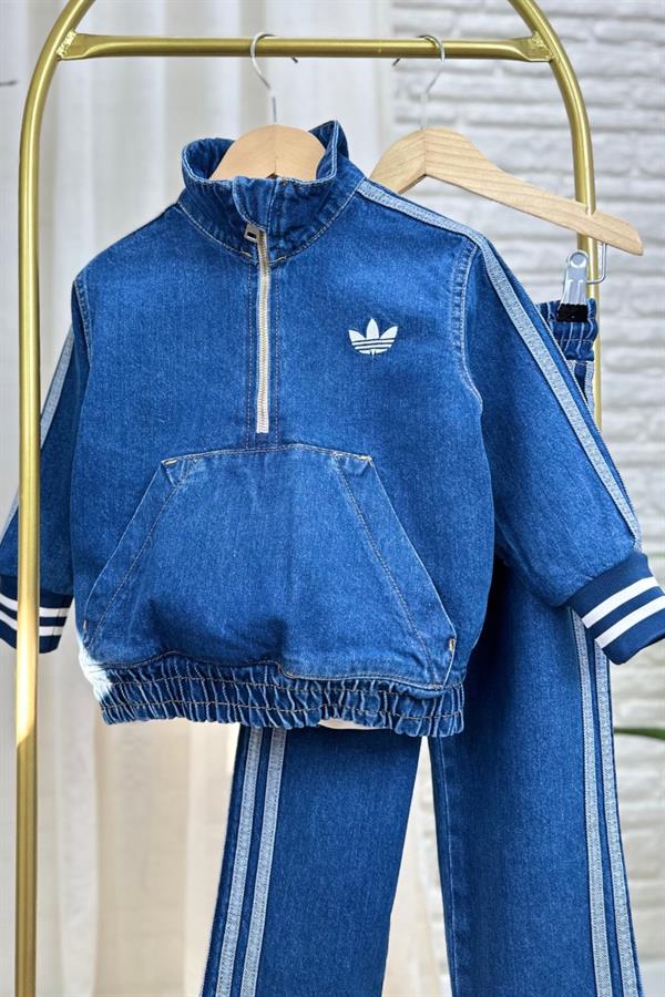Unisex Fermualı Dik Yaka Adids Denim Takım