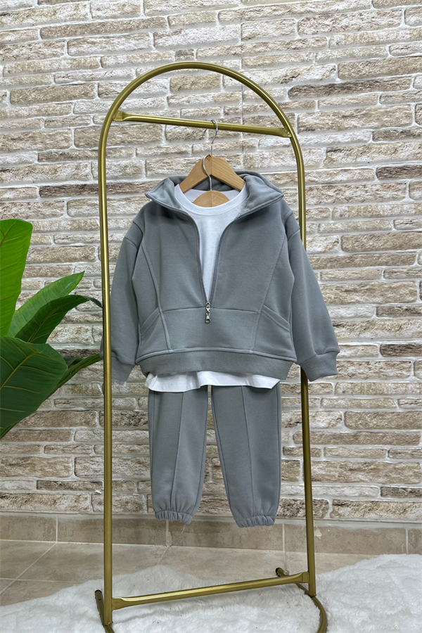 Unisex Fermuarlı Balıkçı Yaka Duman Takım