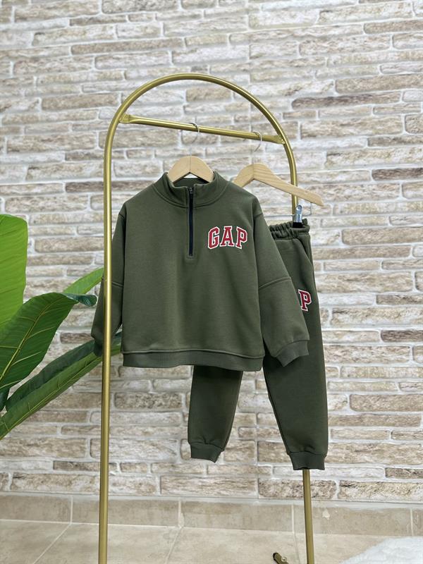 Unisex Fermuarlı Balıkçı Yaka Gap Haki Takım 