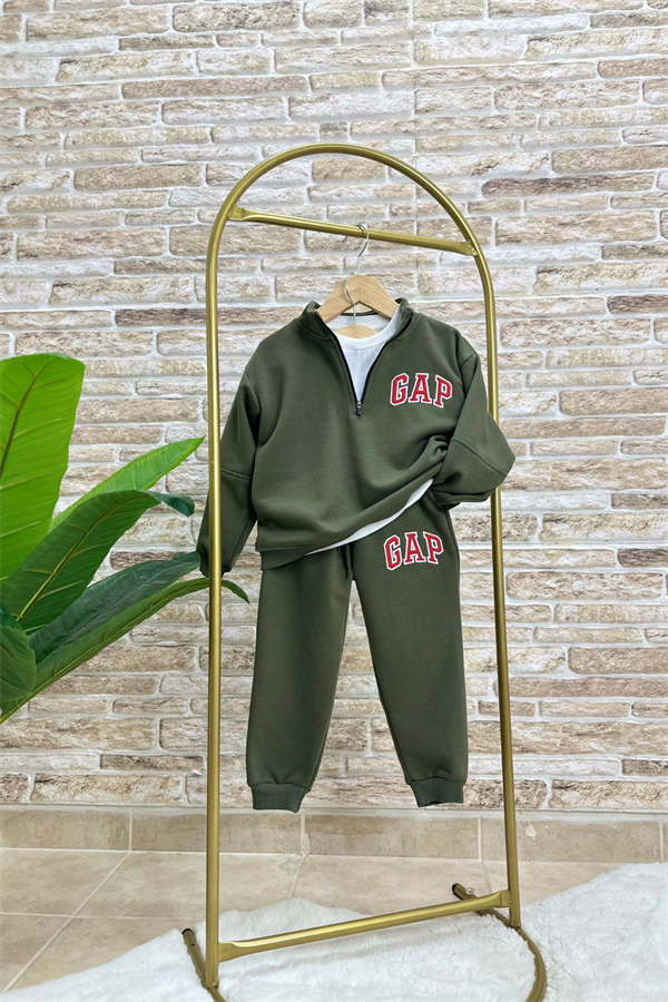 Unisex Fermuarlı Balıkçı Yaka Gap Haki Takım 
