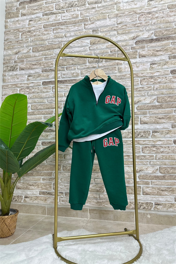 Unisex Fermuarlı Balıkçı Yaka Gap Yeşil Takım 