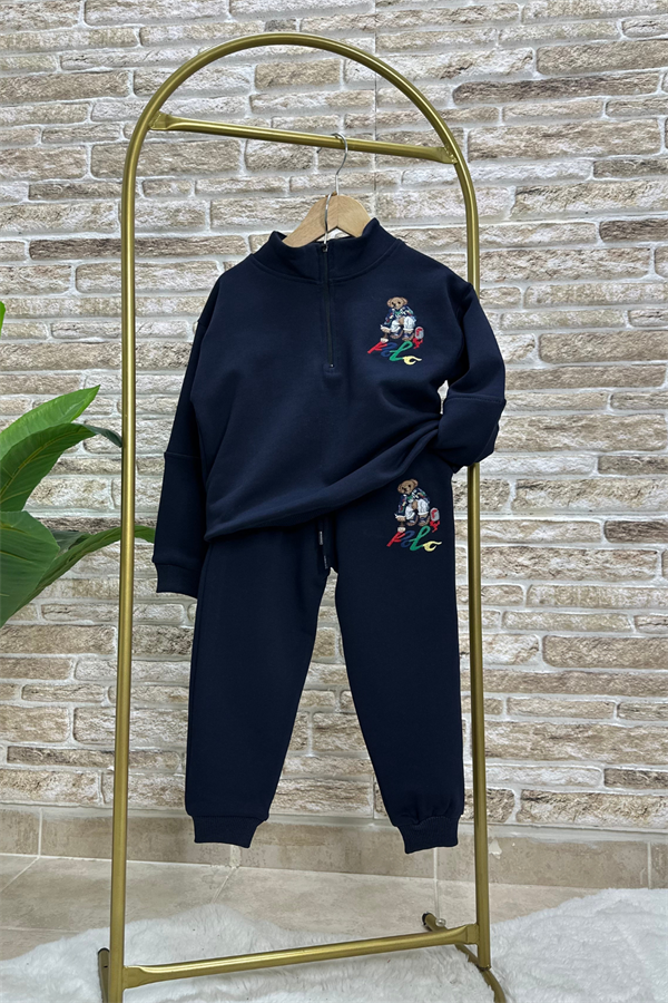 Unisex Fermuarlı Balıkçı Yaka Nakışlı Laci Takım