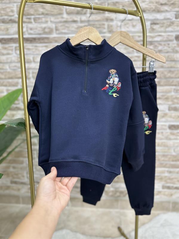 Unisex Fermuarlı Balıkçı Yaka Nakışlı Laci Takım