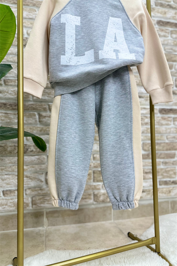 Unisex Gri Krem La İkili Takım