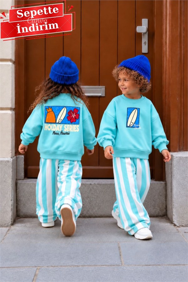 Unisex Hawai Mavi 3 İplik Takım
