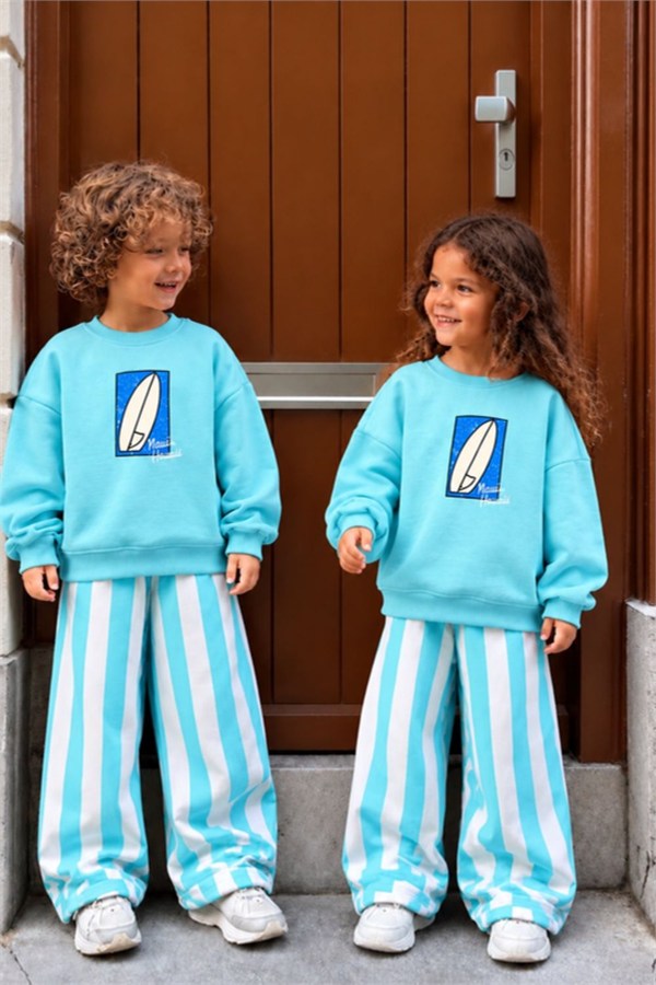 Unisex Hawai Mavi 3 İplik Takım