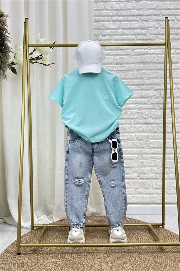 Unisex Jean Buz Mavi Pantolon