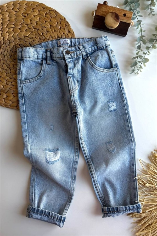 Unisex Jean Buz Mavi Pantolon