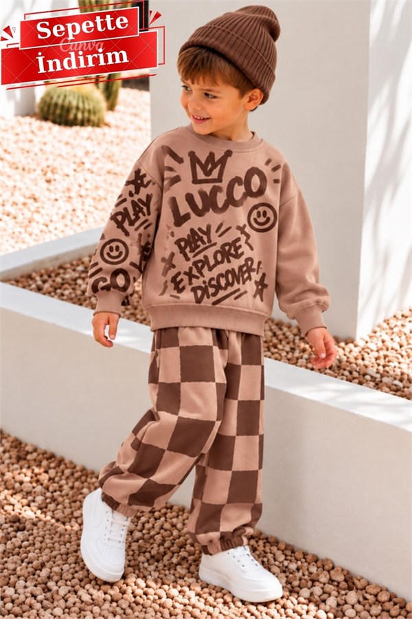 Unisex Kahve Lucco 3 İplik Takım
