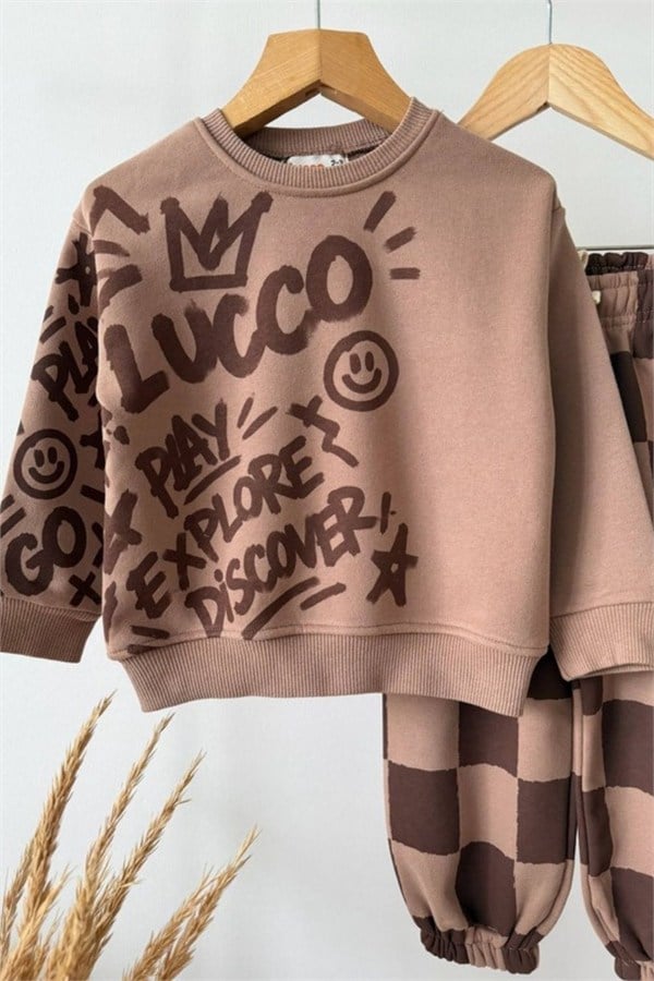 Unisex Kahve Lucco 3 İplik Takım
