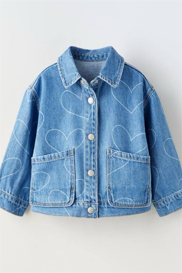 Unisex Çocuk Kalpli Denim Takım