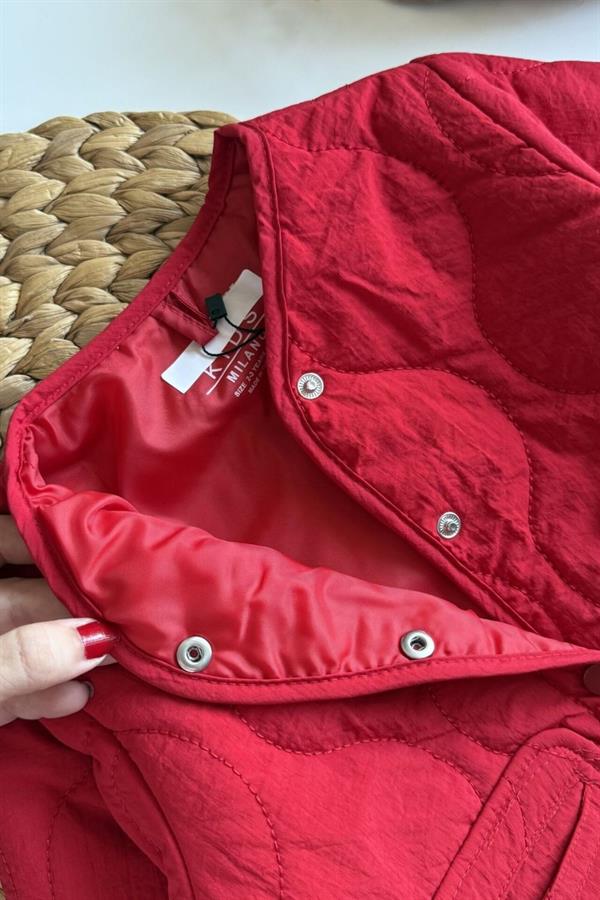 Unisex Kapitone  Kırmızı Mont
