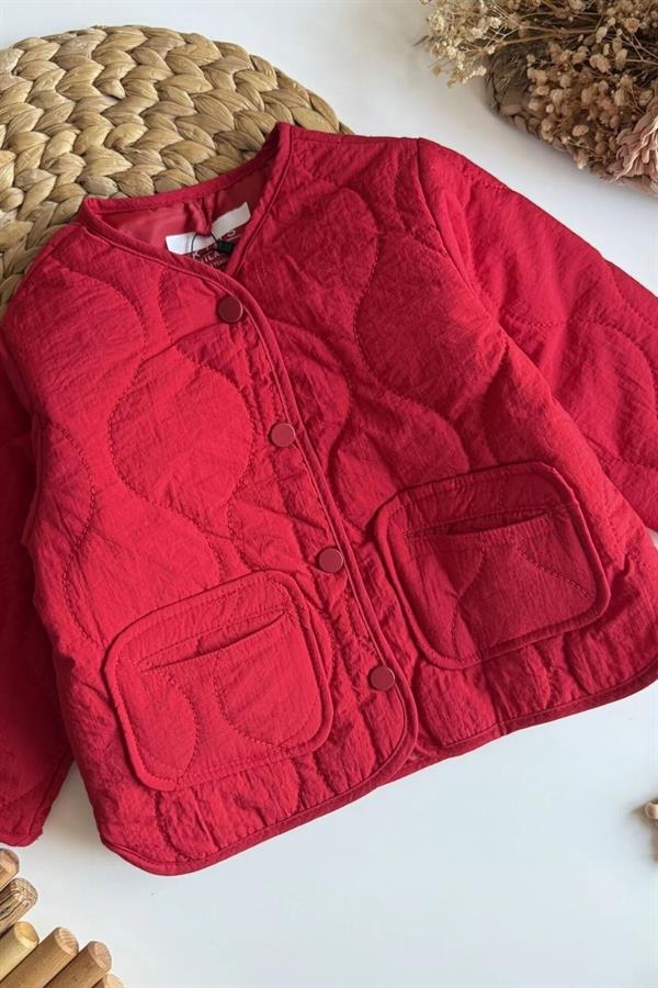 Unisex Kapitone  Kırmızı Mont