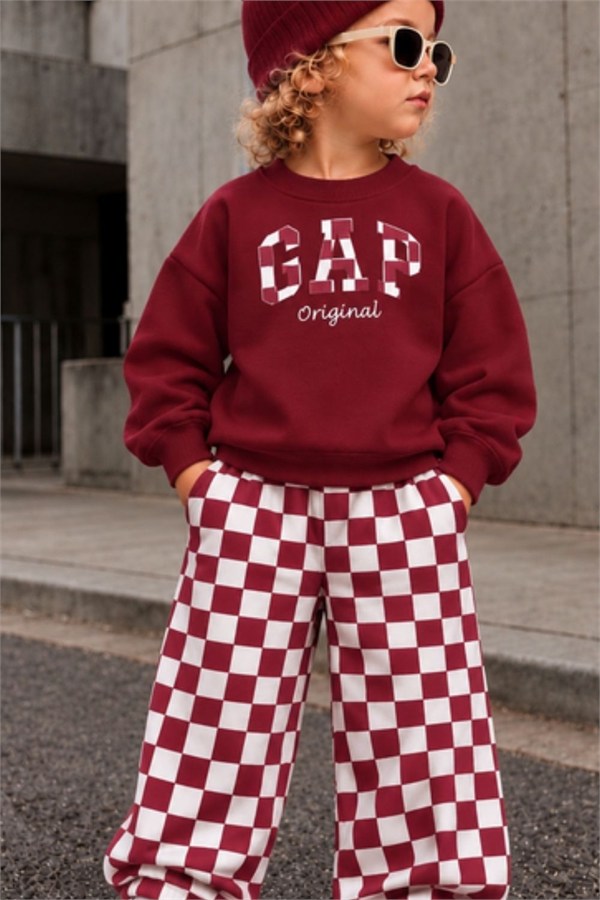 Unisex Kareli Gp Bordo İkili Takım