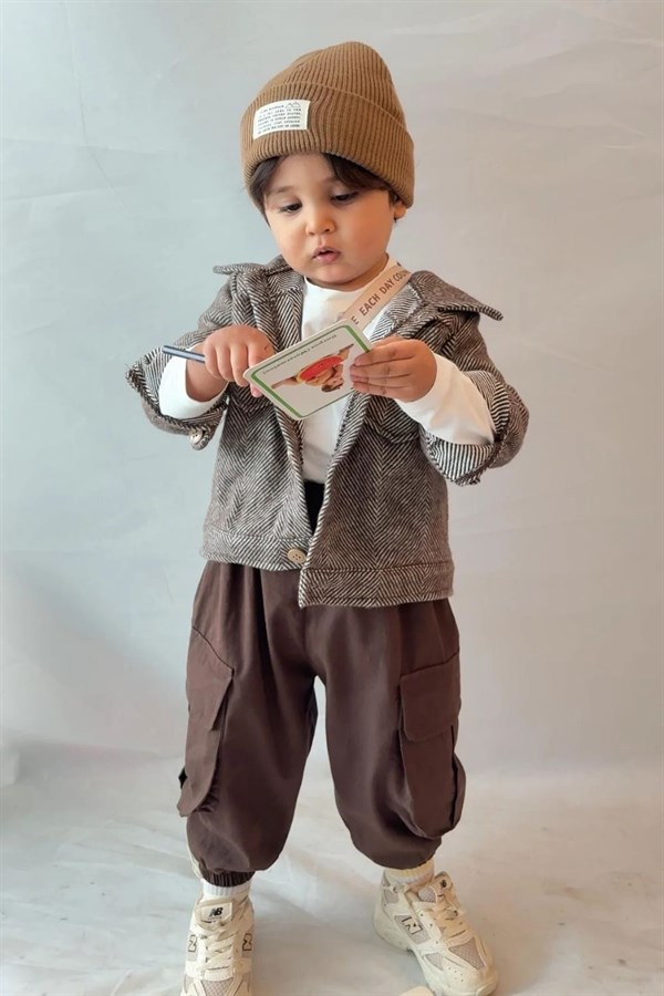 Unisex Kargo Pantolon Kahve Ceket Takım