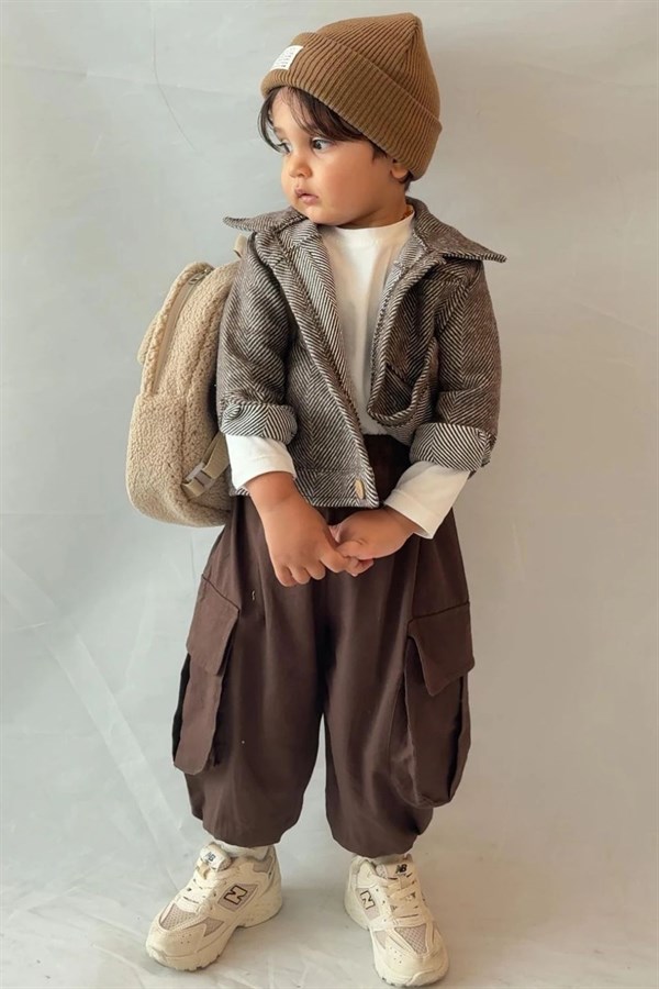 Unisex Kargo Pantolon Kahve Ceket Takım