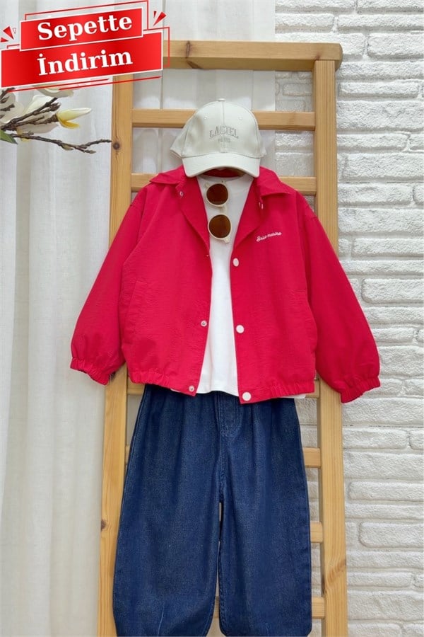 Unisex Kırmızı Yağmurluk Ceket