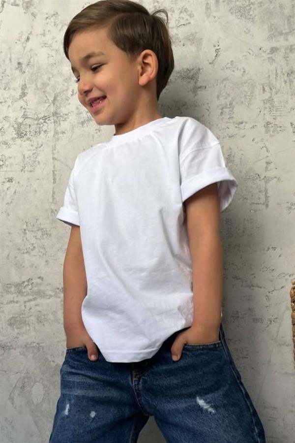 Unisex  Kısa Kollu Beyaz Tshirt