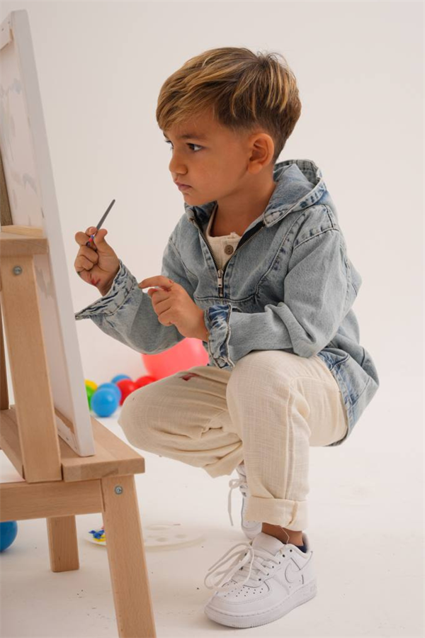 Unisex Krem Jean Pantolon