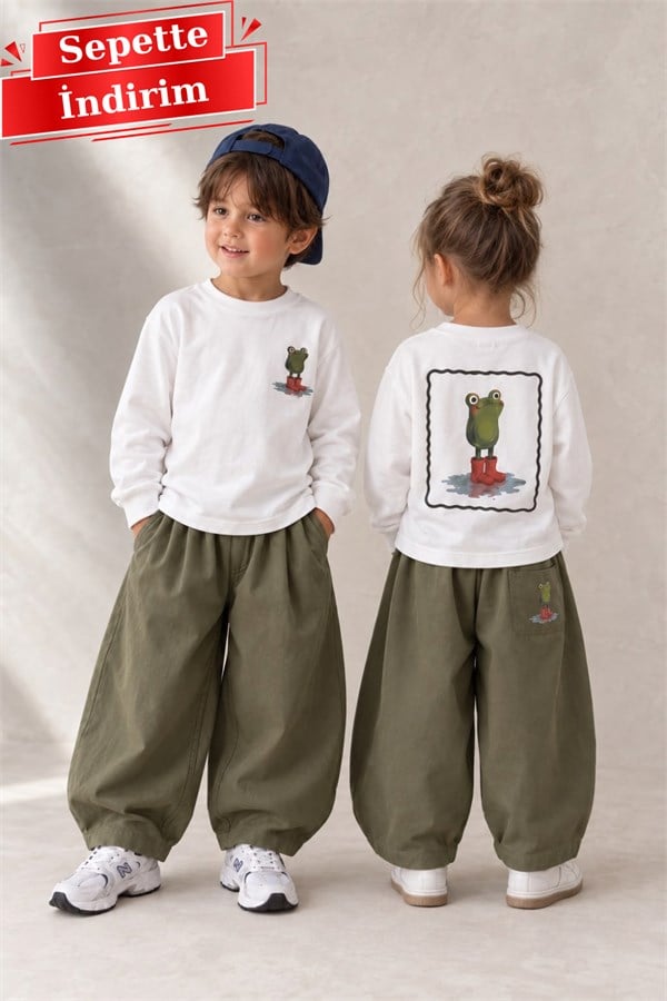 Unisex Kurbağa Desen Gabardin Pantolon Takım - Ön Sipariş Kargosu  25 Eylülde Çıkacaktır