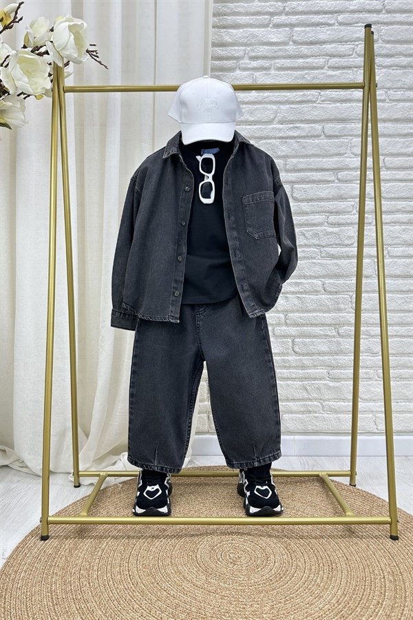 Unisex Laciel Antrasit Denim Gömlek