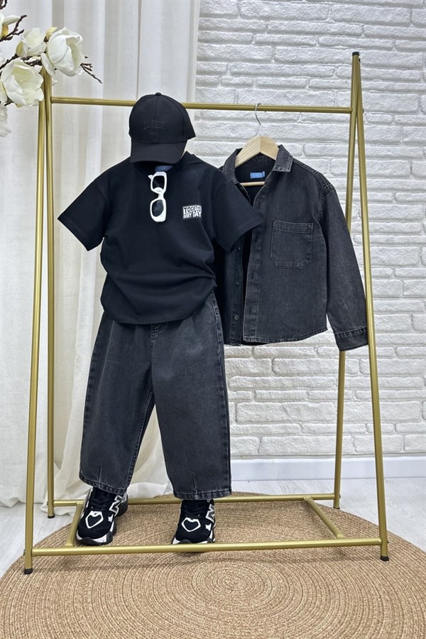 Unisex Laciel Antrasit Denim Gömlek