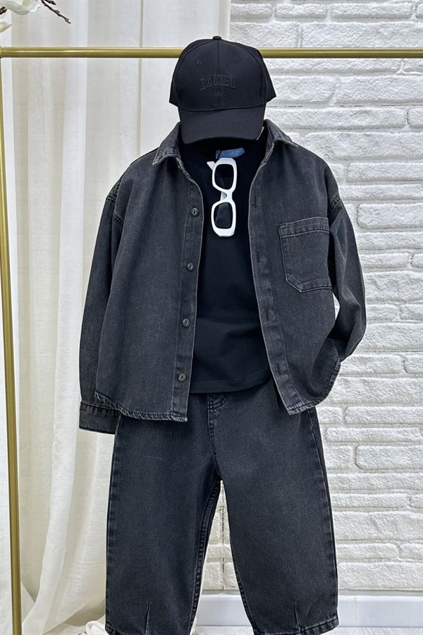 Unisex Laciel Antrasit Denim Gömlek