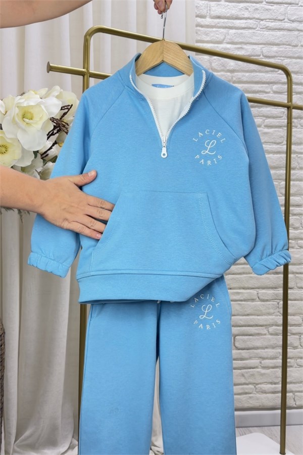 Unisex Laciel Balıkçı Yaka Fermuarlı Mavi Takım