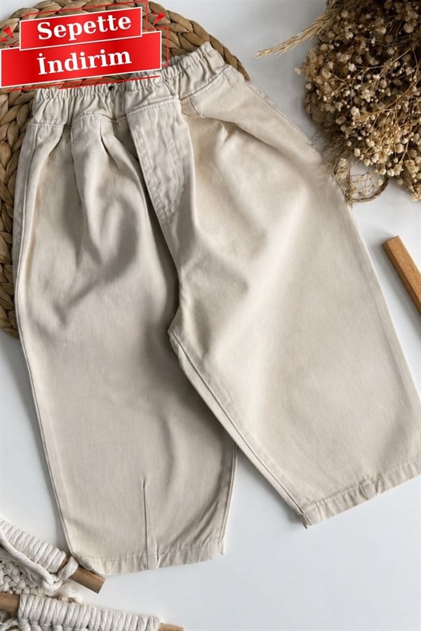 Unisex Laciel Baloon Krem Jean Pantolon