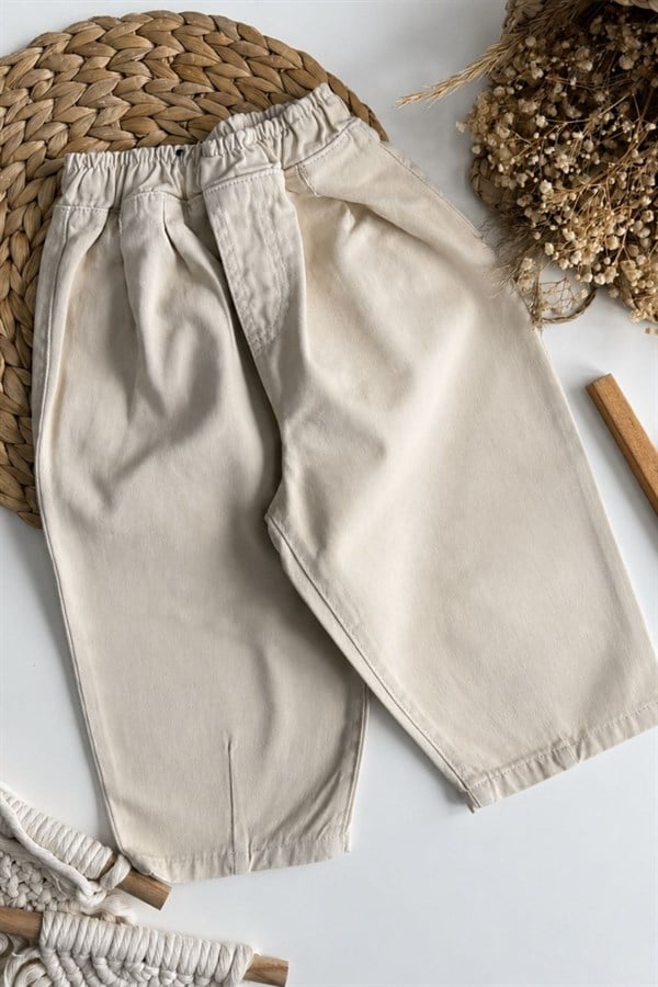 Unisex Laciel Baloon Krem Jean Pantolon
