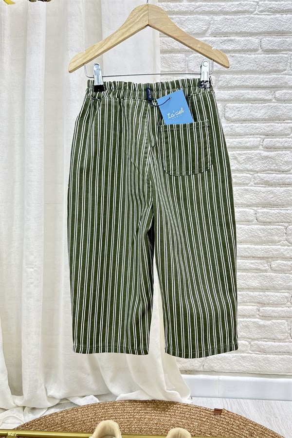 Unisex Laciel Baloon Yeşil Çizgili Jean Pantolon