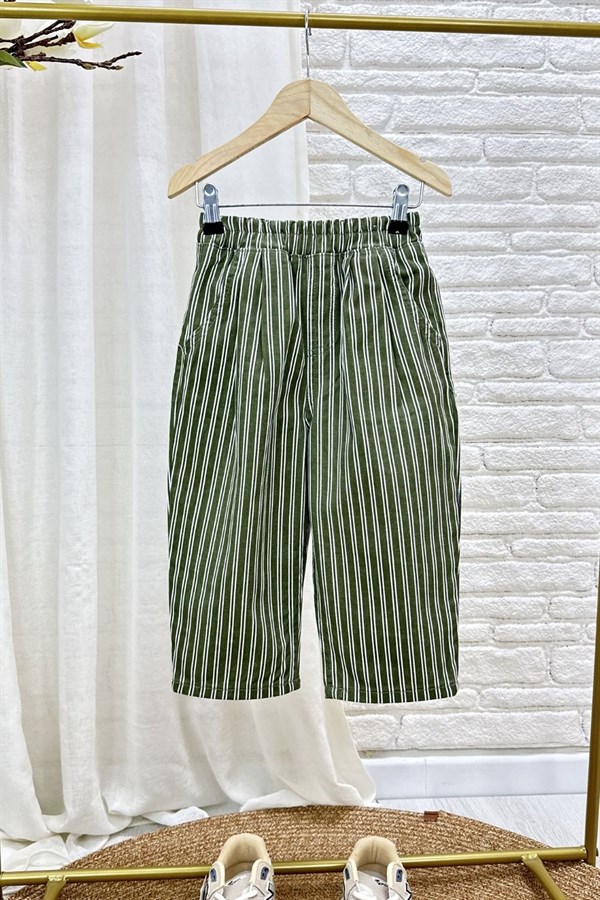 Unisex Laciel Baloon Yeşil Çizgili Jean Pantolon