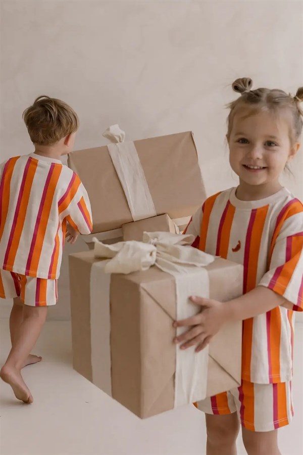 Unisex  Laciel Biberli Orenj Şortlu Takım