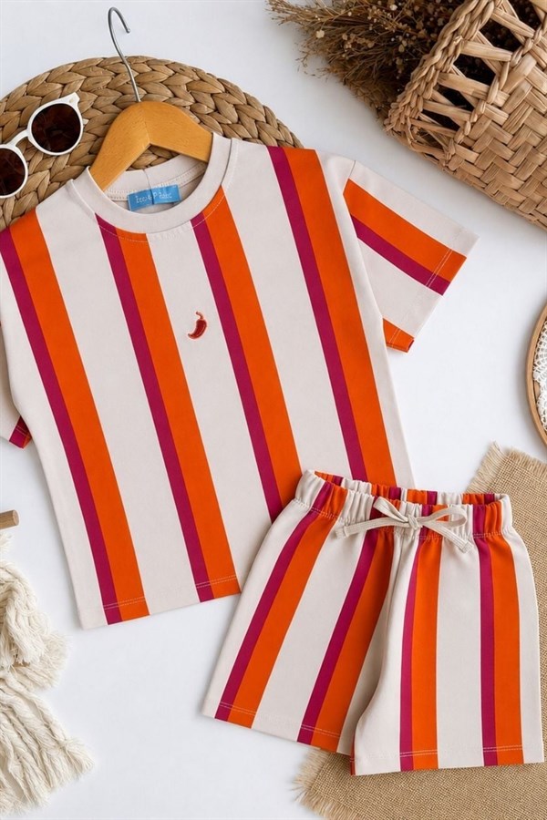 Unisex  Laciel Biberli Orenj Şortlu Takım