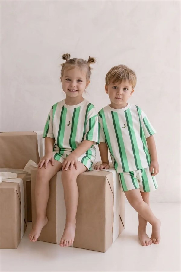 Unisex  Laciel Biberli Yeşil Şortlu Takım