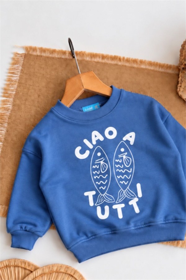 Unisex Laciel Ciao Tutti Mavi Sweat