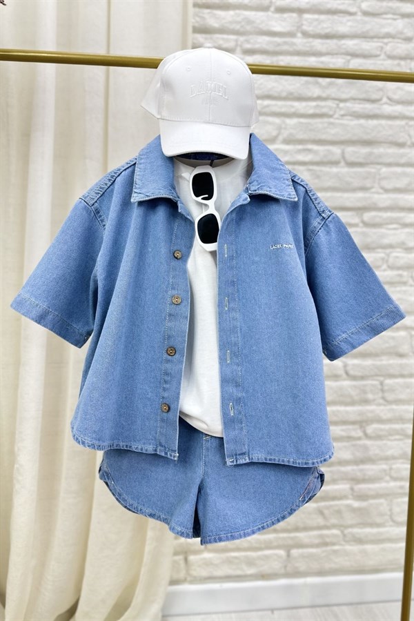 Unisex Laciel Denim Gömlek Şortlu Takım
