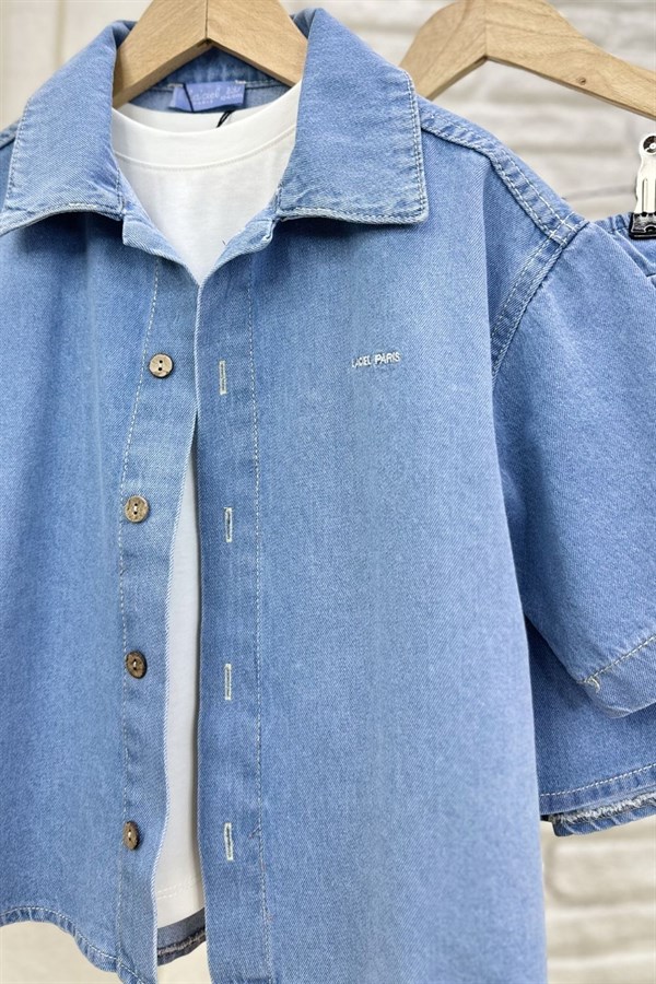 Unisex Laciel Denim Gömlek Şortlu Takım