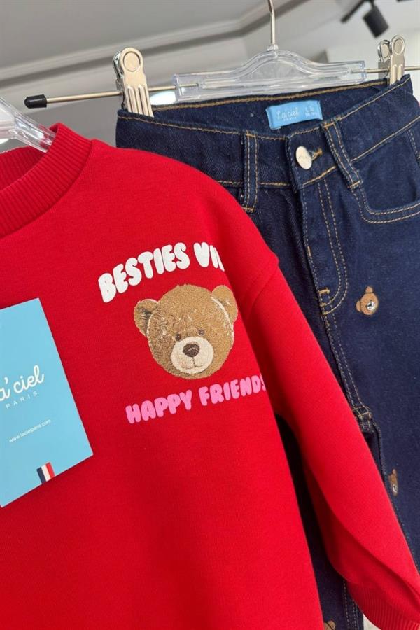 Unisex Laciel Denim Pantolonlu Teddy Takım